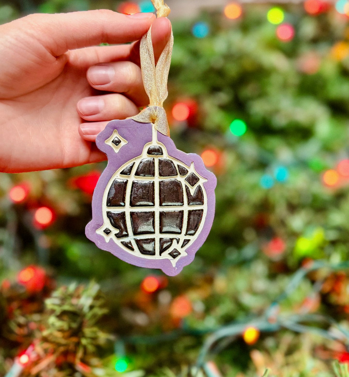 Purple Disco Ball Ornament